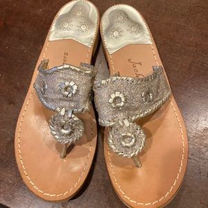 Jack Rogers. Lightly worn. Silver sparkle